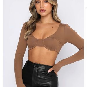 White Fox Life We Made Long Sleeve Crop Mocha